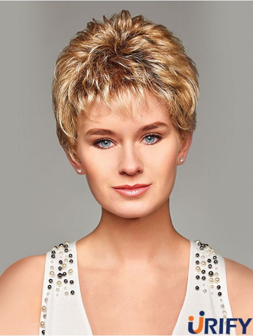 Mono Hair Toppers UK Kurz geschnittene blonde Farbe Curly Style Boycuts