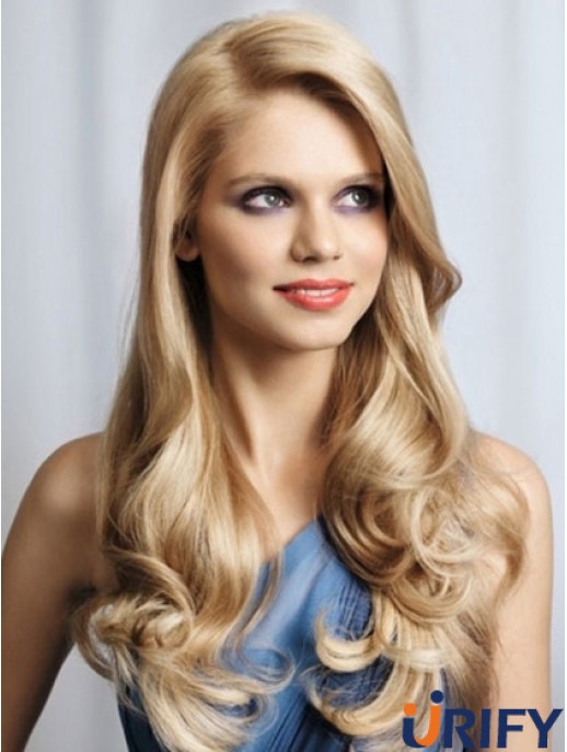 Damen Monofilament Perücken Lace Front Wavy Style Blonde Farbe