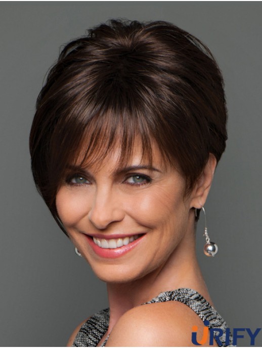 Mono Perücken UK Short Length Brown Farbe Layered Cut Straight Style
