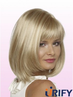 Bobs Kinn Länge Blonde Gerade Trendy Petite Perücken