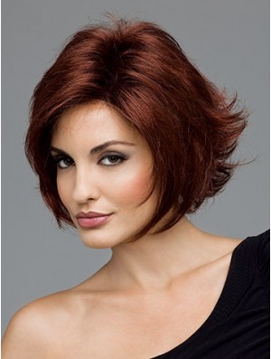 Schlanke Auburn Chin Chin Länge Curly Layered Monofilament Perücken