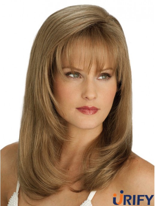 Gerade mit Pony Long Blonde Flexibility Lace Front Perücken