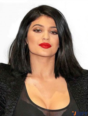 Beliebte 14 Zoll schulterlange gerade Bobs volle Spitze Kylie Jenner Perücken