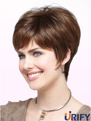 Fabulous Auburn Cropped Straight Boycuts Monofilament Perücken
