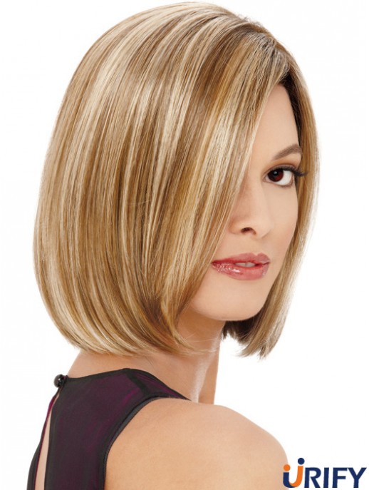 Spitze vorne Kinn Länge gerade blonde blonde erschwingliche Bob Perücken