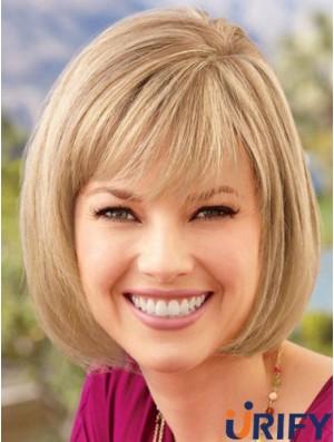 Spitze vorne Kinn Länge gerade blonde blonde bequeme Bob Perücken
