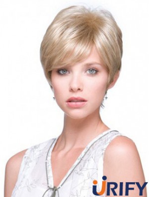 6 Zoll Online Straight Boycuts Blonde Kurze Perücken
