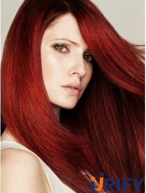 Frisuren rot gerade mit Pony Monofilament lange Perücken