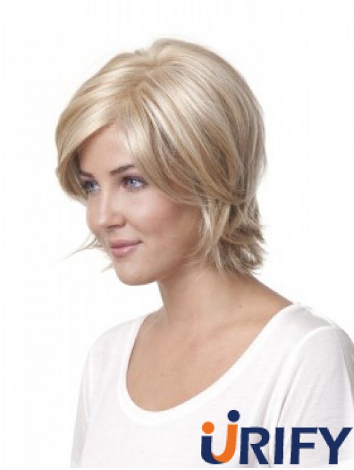 10 Zoll Blonde Kinn Länge geschichtet Straight Discount Lace Perücken