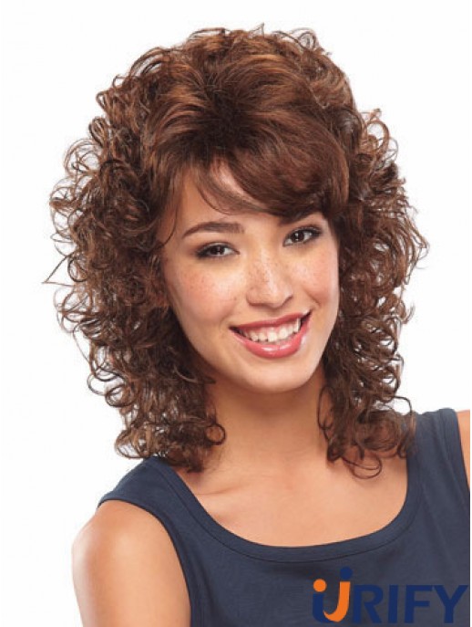 Curly Auburn weiche schulterlange klassische Perücken
