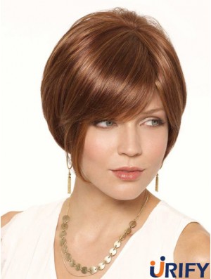 Kurze Auburn Günstigste 6 Zoll Straight Bob Perücken