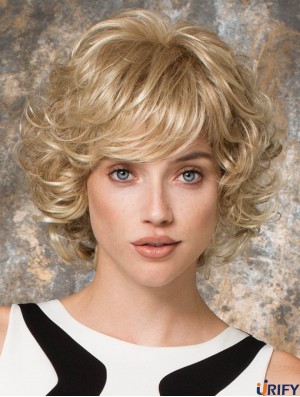 Layered Blonde Curly Chin Länge 10  inchPerfect Medium Perücken