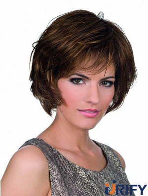 Bobs Lace Front Chin Länge synthetische braune Monofilament Trennperücken