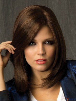 Brown Synthetic Shoulder Layered Straight Monofilament Perückenbasen