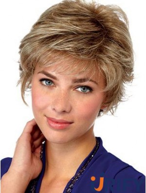 Frisuren Blonde Short Wavy Layered Lace Front Perücken
