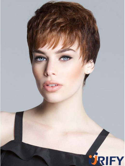 Sassy Brown Cropped Straight Boycuts Lace Front Perücken