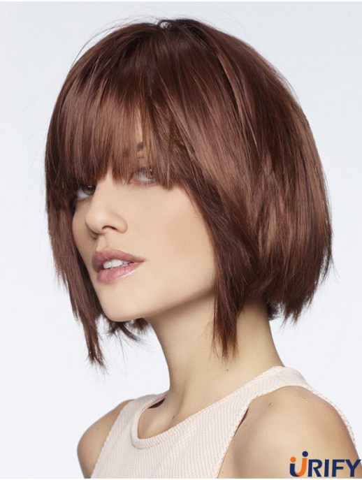 Gerade Kinnlänge Auburn 8  inchLace Front Modische Bob Perücken