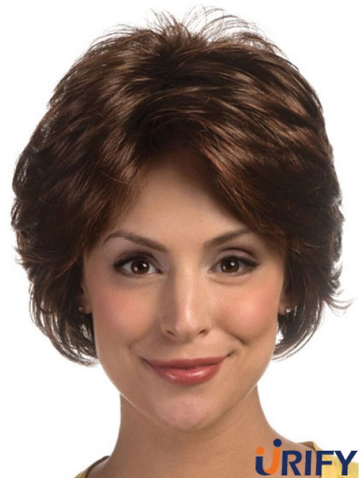 Great Brown Short Wavy Layered Lace Front Perücken