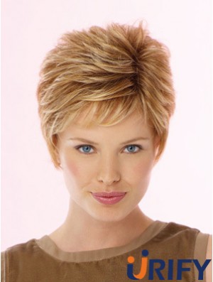 Fabulous Blonde Cropped Wavy Boycuts Lace Front Perücken