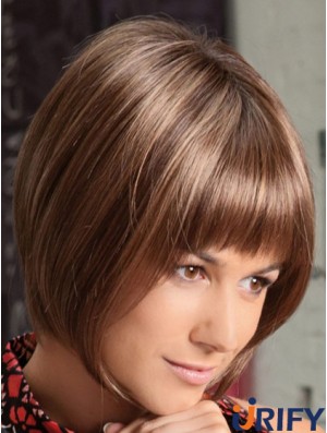 Spitze vorne Kinn Länge gerade Auburn Soft Bob Perücken