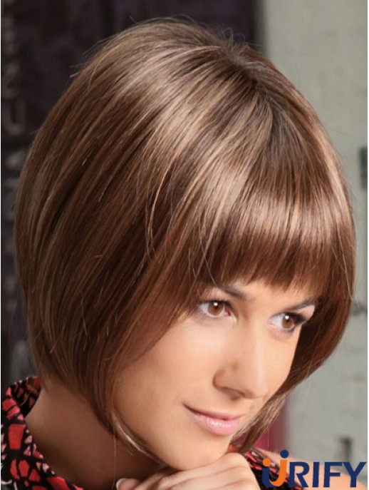 Spitze vorne Kinn Länge gerade Auburn Soft Bob Perücken