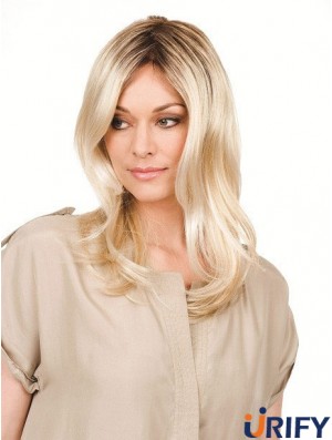 Wellig ohne Pony Lange blonde perfekte Perücken