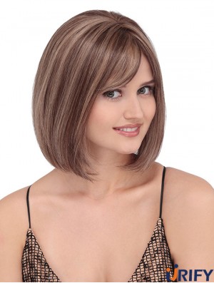 Gerade schulterlang blond 12  inchLace Front Discount Bob Perücken