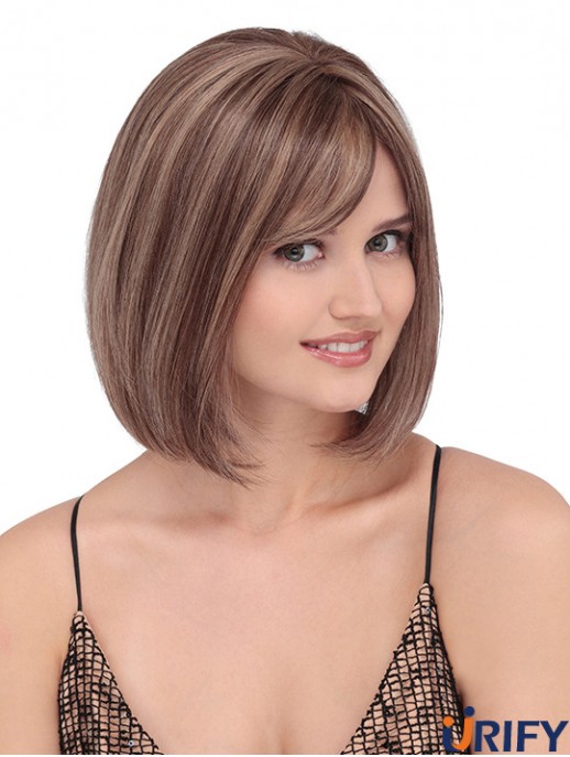 Gerade schulterlang blond 12  inchLace Front Discount Bob Perücken