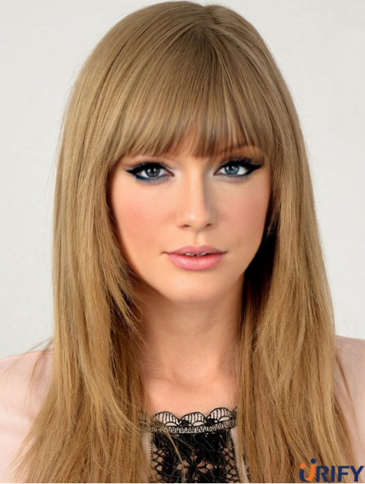 100% handgebunden mit Pony Straight Long Blonde Beste  Perücken