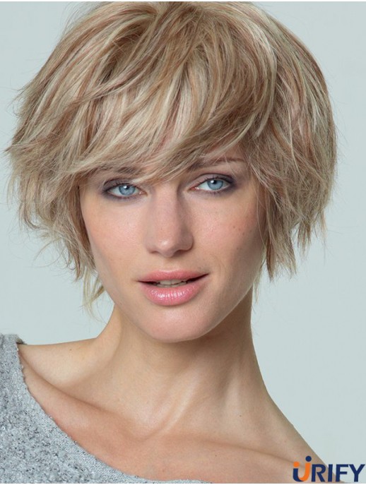 Kurze gerade Boycuts Blond Beliebte 100% handgebundene Perücken