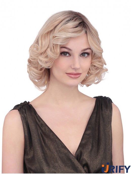 Kinnlänge lockig mit Pony Fabulous Blonde Lace Front Perücken