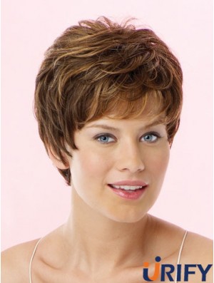 Erstaunliche Brown Cropped Wavy Boycuts Lace Front Perücken