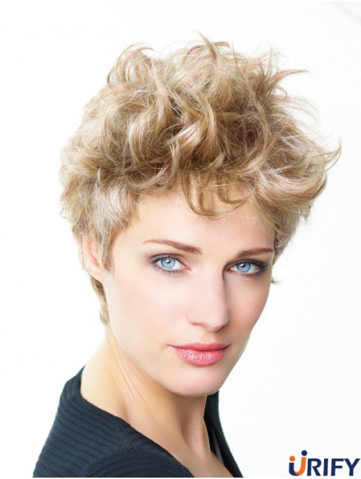 Curly Boycuts Kurze Blonde Trendy Lace Front Perücken
