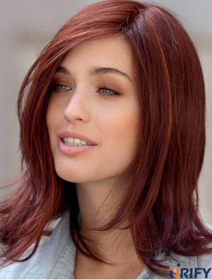 Perücken Online Monofilament Red Farbe Straight Style Layered Cut