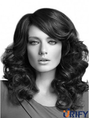 Curly Layered Long Black Günstigste Spitze Front Perücken
