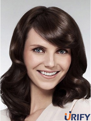 Wellig mit Pony Long Brown Beliebte Lace Front Perücken