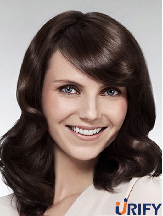 Wellig mit Pony Long Brown Beliebte Lace Front Perücken