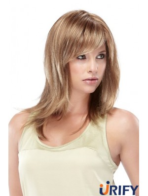 Gerade mit Pony Schulterlange blonde Designed Lace Front Perücken