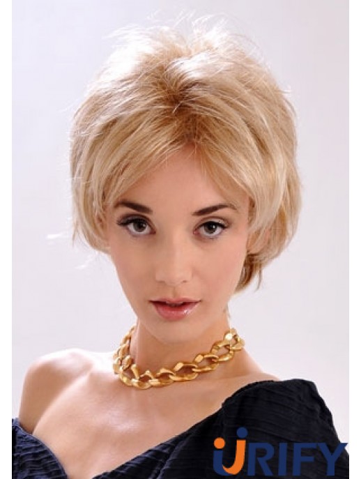 9  inchTop Straight Layered Blonde Short Perücken