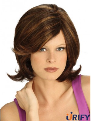 No-Fuss Brown Kinn Länge gerade mit Pony Lace Front Perücken