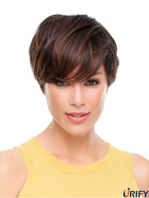 Wellige Boycuts Cropped Brown Best Lace Front Perücken