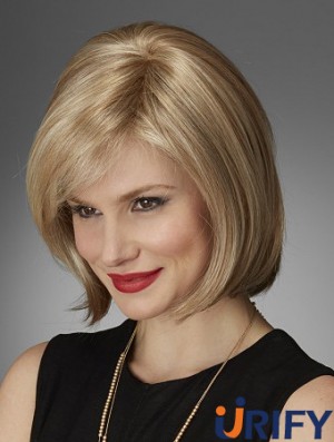 Kinnlänge Straight Bobs Natural Blonde Lace Front Perücken