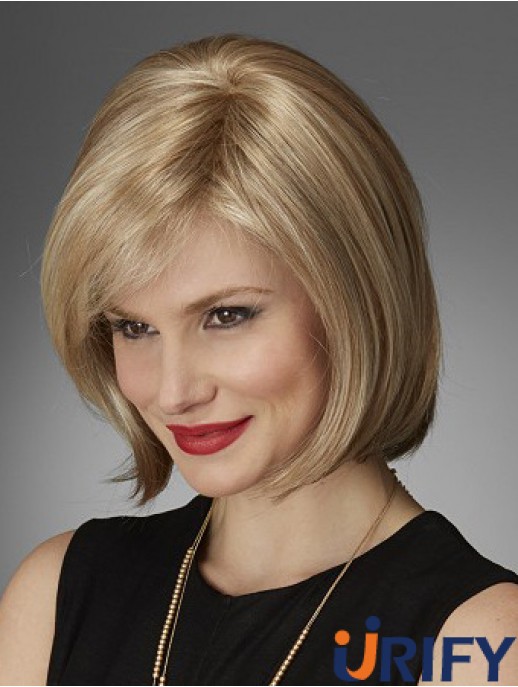 Kinnlänge Straight Bobs Natural Blonde Lace Front Perücken
