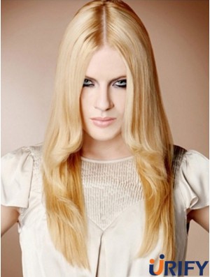 22  inchStraight Blonde 100% handgebundene synthetische Mono Cap Perücken