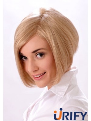 Kinnlänge gerade Monofilament Blonde Style Bob Perücken