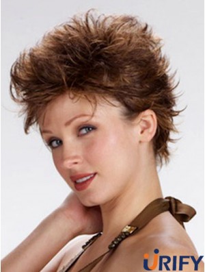 Brown Cropped Wavy Boycuts 100% handgebundene Perückenverkäufe