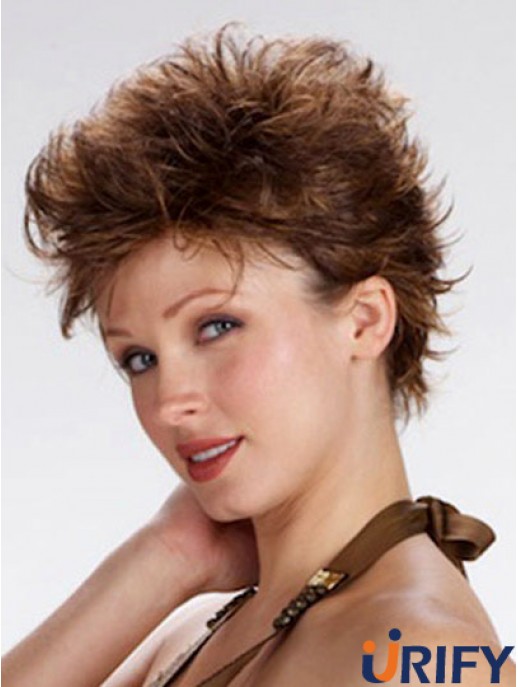 Brown Cropped Wavy Boycuts 100% handgebundene Perückenverkäufe