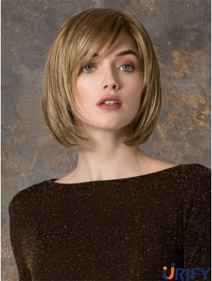Mode Blonde Kinn Länge Gerade Bobs Monofilament Perücken