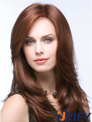 Erschwingliche Monofilament Perücken UK Straight Style Layered Cut Auburn Farbe
