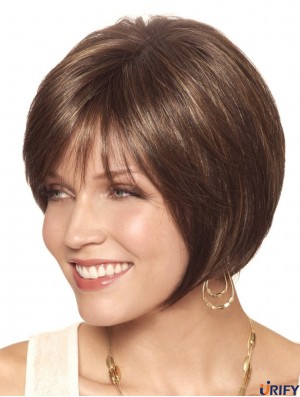 Bobs kurze braune gerade Frisuren zierliche Perücken